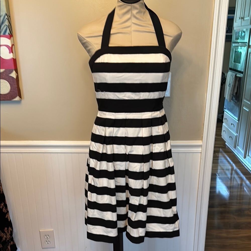 White House Black Market Striped Halter Dress